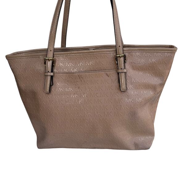 Michael Kors Signature Tan Patent Leather Double-Handle Tote Bag - Picture 5 of 16